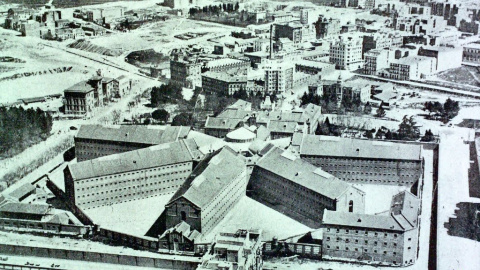 Cárcel Modelo y plaza de La Moncloa, vista desde el aire