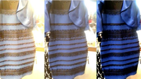 ¿Qué ves aquí? Unos ven los dos primeros en blanco y amarillo y el tercero en negro y azul. Otros lo ven todos azul y negro.