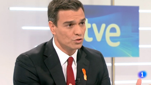 Pedro Sánchez, en un momento de la entrevista.- RTVE