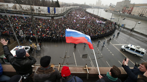 Manifestación en Moscú en honor a Boris Nemtsov, líder opositor recientemente asesinado. REUTERS