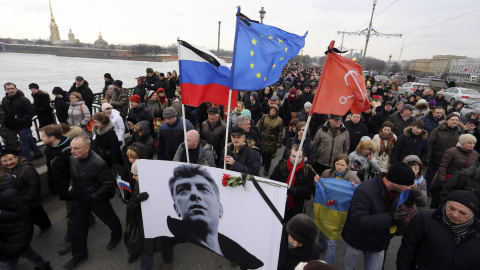 Manifestación en Moscú en honor a Boris Nemtsov, líder opositor recientemente asesinado. REUTERS