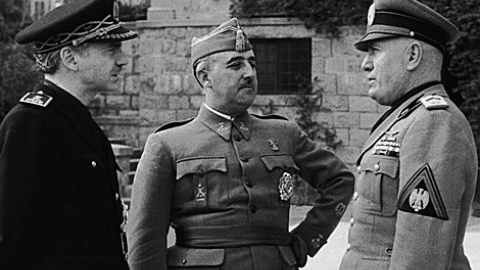 Serrano Suñer, Franco y Mussolini, en 1941. | Efe