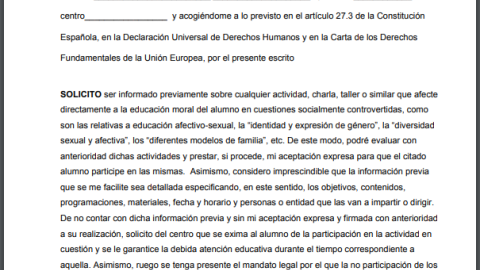 Solicitud de información previa y consentimiento expreso de Hazte Oír