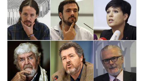 Pablo Iglesias, Alberto Garzón, Beatriz Talegón, Xosé Manuel Beiras, López de Uralde y Baltasar Garzón