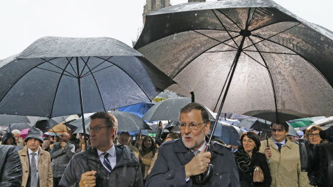 Feijóo y Rajoy, durante un acto en Santiago este sábado. EFE/Lavandeira jr