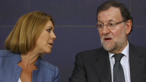 María Dolores de Cospedal y Mariano Rajoy en el último Congreso Ejecutivo Nacional del PP. REUTERS/Sergio Perez