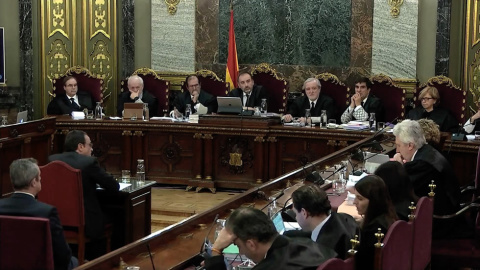 Captura de la señal institucional del Tribunal Supremo, durante la declaración del exconseller de Territori, Josep Rull, en el juicio del “procés”. EFE/Tribunal Supremo