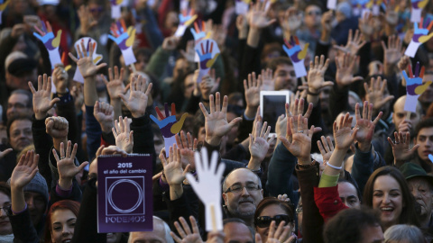 Imagen de archivo de un grupo de simpatizantes de Podemos. REUTERS