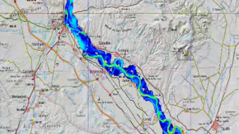 Un vídeo de la Universidad de Zaragoza muestra una simulación hidráulica de la crecida del Ebro, para conocer con precisión las afecciones que se producen en estas situaciones. /César González Cebollada