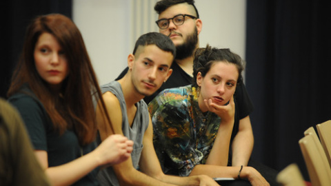 Los miembros del colectivo El Banquete: Raquel G. Ibañez, Alejandro Cinque, Antonio Torres y Marta van Tartwijk.