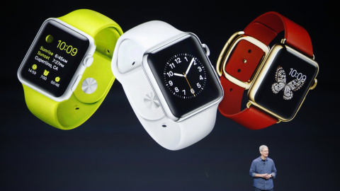 Tim Cook durante la presentación del Apple Watch en Cupertino, California. - REUTERS