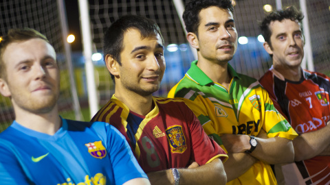 Varios jugadores de Madrid Harps, tras el entrenamiento. REPORTAJE FOTOGRÁFICO DE CHRISTIAN GONZÁLEZ