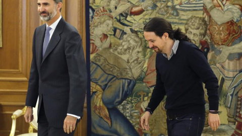 El Rey ha recibido hoy al líder de Podemos, Pablo Iglesias en la segunda jornada de su ronda de contactos. /EFE