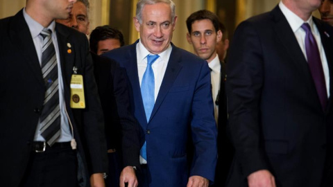 El primer ministro de Israel, Benjamin Netanyahu, en el Capitolio de Washington. / EFE