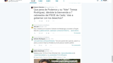 Captura de pantalla de la cuenta de Twitter de Amparo Rubiales.