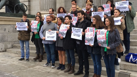 Sindicato de Estudiantes en el Congreso con Mena y Montero. / EUROPA PRESS