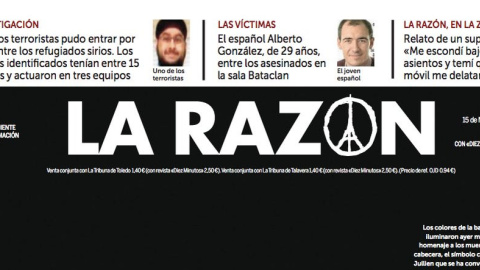 La imagen del periodista canadiense, en la portada de 'La Razón'.