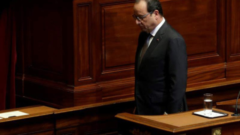 François Hollande, tras su discurso en Versalles. / EFE