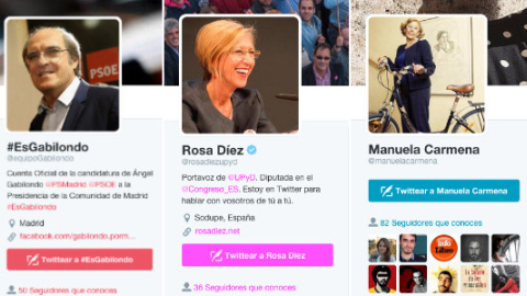 En los últimos días se han estrenado o han regresado a Twitter Rosa Díez, Ángel Gabilondo o Manuela Carmena.