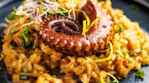 Risotto de pulpo. 