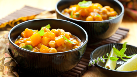 Garbanzos con calabaza. 