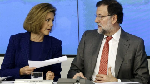 María Dolores de Cospedal y Mariano Rajoy, durante el comité nacional del PP, este lunes. /EFE