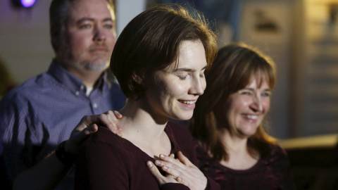 Amanda Knox ofreció una rueda de prensa en Seattle tras conocer su absolución. REUTERS/Jason Redmond