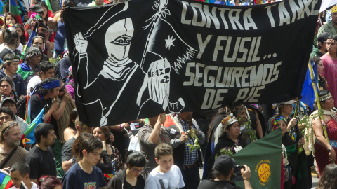 Protesta del pueblo mapuche en Santiago de Chile, octubre de 2014. - AFP