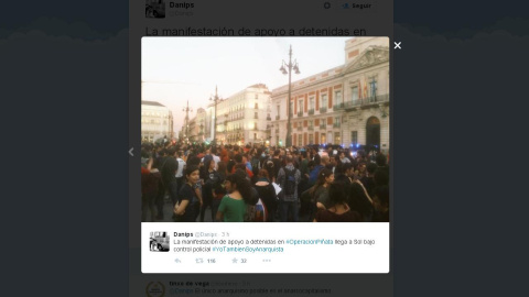 Manifestación de este lunes en la Puerta del Sol. Imagen de ‏@Danips