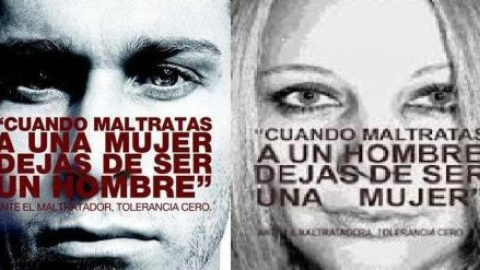 Cartel difundido ayer por la Guardia Civil en Twitter equiparando la violencia de género con la violencia de mujeres contra hombres, además, con un cartel falso.