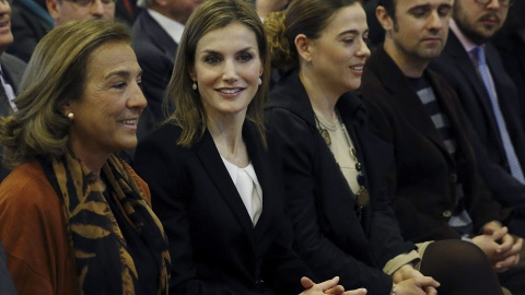 La reina Letizia durante el acto de proclamación del ganador del Premio Princesa de Girona en la categoría Investigación Científica. EFE/Paco Campos