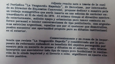 Documentos relacionados con los medios españoles que hicieron campaña con la dictadura argentina.