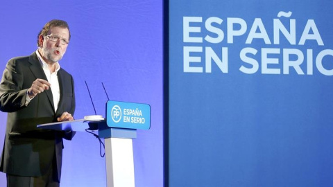 Mariano Rajoy, en el acto de presentación de los cabezas de lista del PP, en Barcelona. EFE