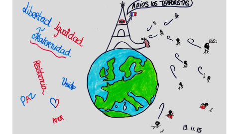 Alumnos de un instituto de Toulouse se expresan mediante dibujos por los atentados de París