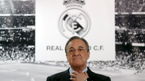 Florentino Pérez, durante su comparecencia en el Bernabéu. REUTERS/Juan Medina