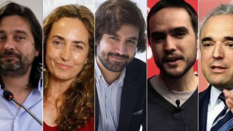 Rafael Mayoral (Podemos); Carolina Punset (Ciudadanos); Alfonso García Vicente (PP); Víctor Alonso Rocafort (Unidad Popular); y Rafael Simancas (Psoe).