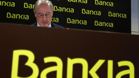 Rodrigo Rato, en una rueda de prensa en su etapa al frente de Bankia. EFE