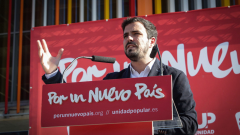 Alberto Garzón en el mitín de Alcalá de Henares.