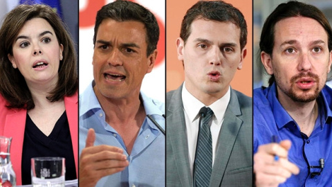 Sáenz de Santamaría, Pedro Sánchez, Pablo Iglesias y Albert Rivera, los candidatos. ATRESMEDIA