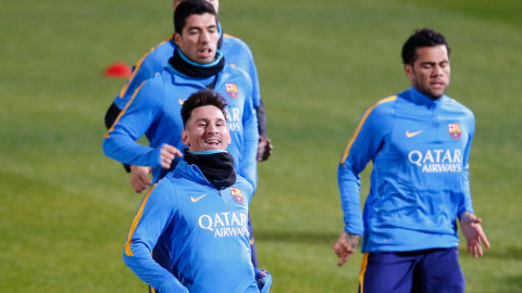 Messi, durante el entrenamiento del Barça de este lunes en Tokio. REUTERS/Toru Hanai