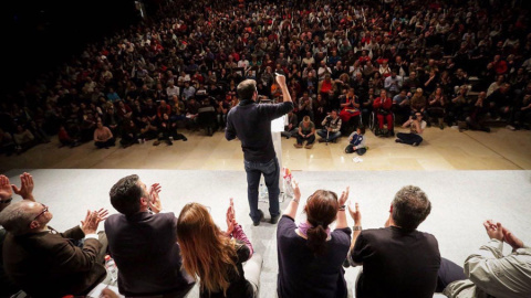 Alberto Garzón, durante su mitin en Málaga. JOSÉ CAMÓ-IU