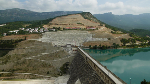 Obras embalse Yesa, Navarra. Confederación Hidrográfica del Ebro