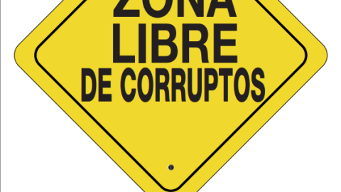 Zona libre de corruptos. Cartel que adornaba los despachos de UPyD en el Congreso. Foto: UPyD