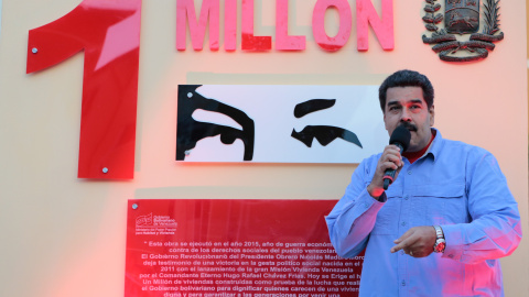 El presidente venezolano, Nicolás Maduro, durante la ceremonia de entrega de la vivienda social un millón, cerca de Caracas. EFE