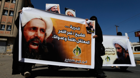 Protesta chiiíta en Yemen contra la ejecución del clérigo Nimr Baqir al Nimr en Arabia Saudí. REUTERS