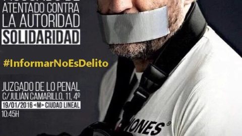 Cartel de apoyo al fotógrafo y activista Raúl Capín.