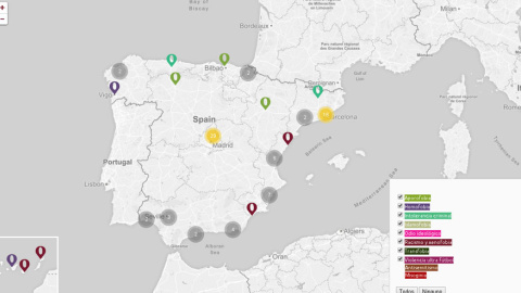 Mapa de los crímenes de odio creado por el proyecto.