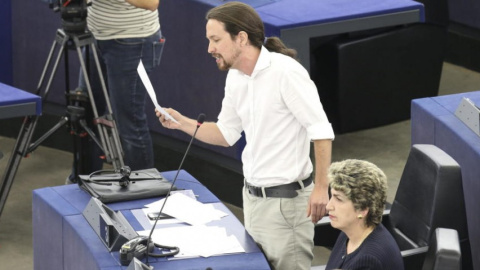 Pablo Iglesias, en una de sus intervenciones en el Parlamento Europeo. EFE