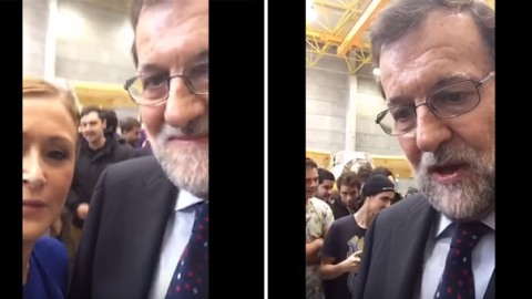 Imagenes del video grabado por la presidenta de la Comunidad de Madrid, Cristina Cifuentes, con el presidente del Gobierno en funciones, Mariano Rajoy, durante su visita a un centro integrado de Formación Profesional (FP).