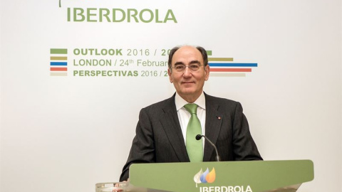 El presidente de Iberdrola, Ignacio Sánchez Galán, en la presentación de los resultados anuales de la eléctrica. E.P.